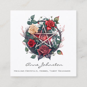 Cuadrada Tarjeta de visita Pentagram y Red Roses Square