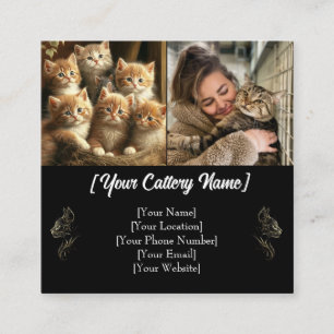 Cuadrada Tarjeta de visita personalizado Cattery con fotos 