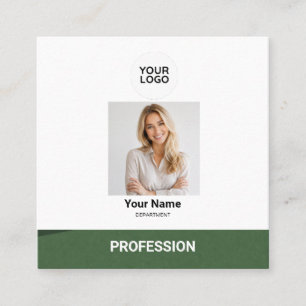 Cuadrada Tarjeta de visita profesional de foto verde modern