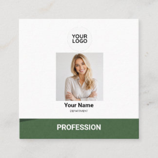 Cuadrada Tarjeta de visita profesional de foto verde modern