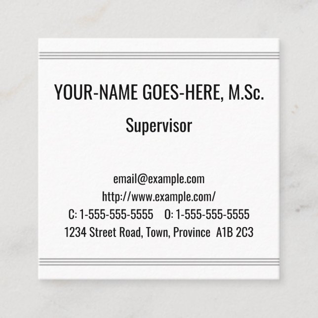 Cuadrada Tarjeta de visita profesional humilde (Anverso)