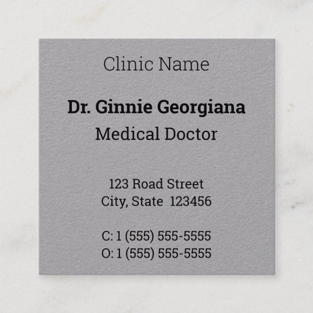 Cuadrada Tarjeta de visita profesional médica respetable (Anverso)