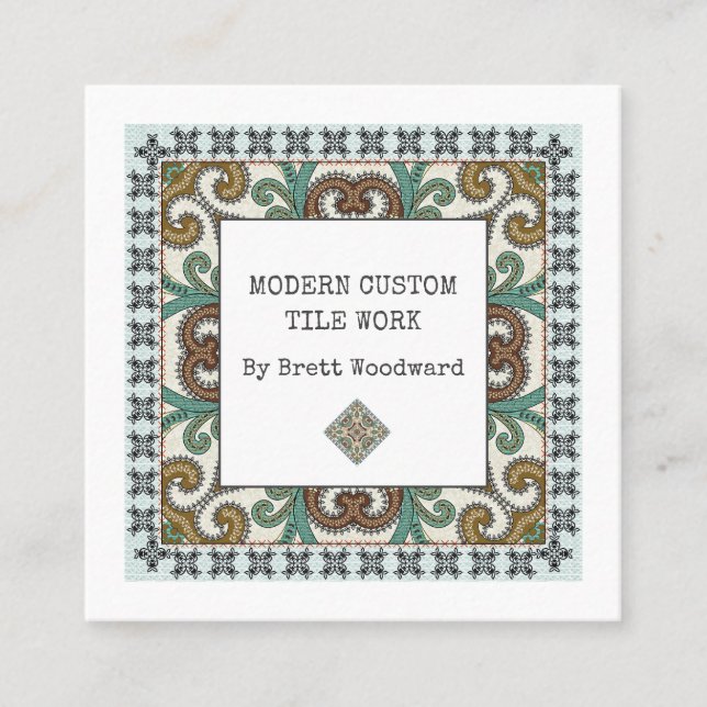 Cuadrada Tarjeta de visita profesional Tiler Square (Anverso)