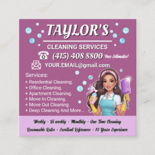 Cuadrada Tarjeta de visita Purple Maid