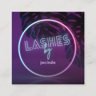 Cuadrada Tarjeta de visita Purple Neon Lashes Business Squa