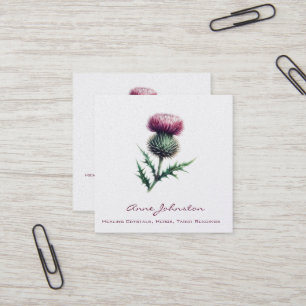 Cuadrada Tarjeta de visita Purple Scottish Thistle Square