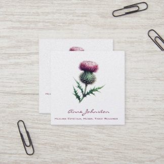 Cuadrada Tarjeta de visita Purple Scottish Thistle Square