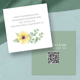 Cuadrada Tarjeta de visita QR Code - Floral acuarela