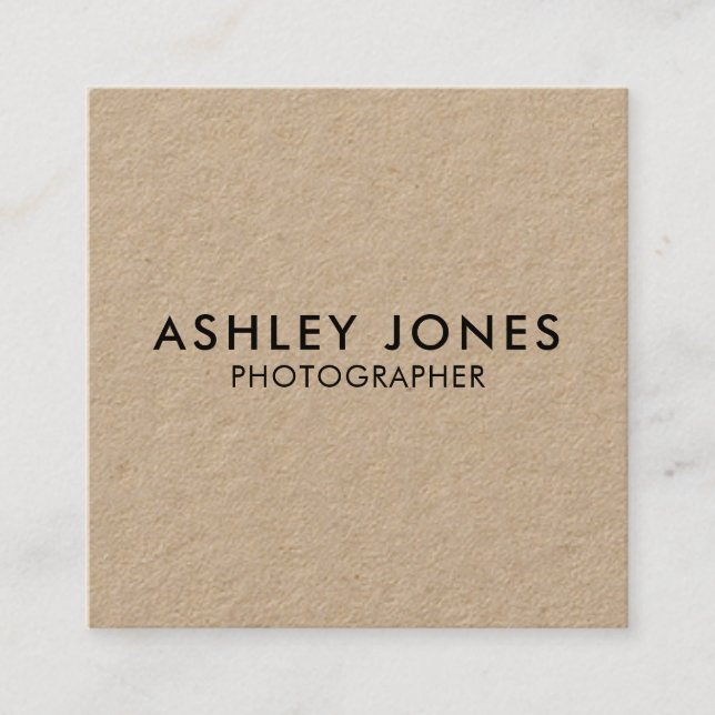 Cuadrada Tarjeta de visita QR Kraft Minimalista moderna (Anverso)