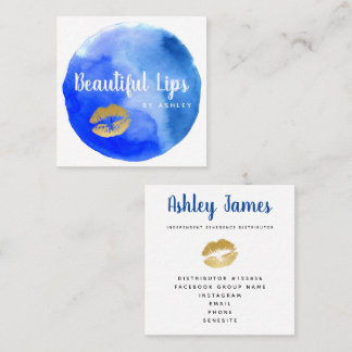 Cuadrada Tarjeta de visita real de LipSense de la acuarela