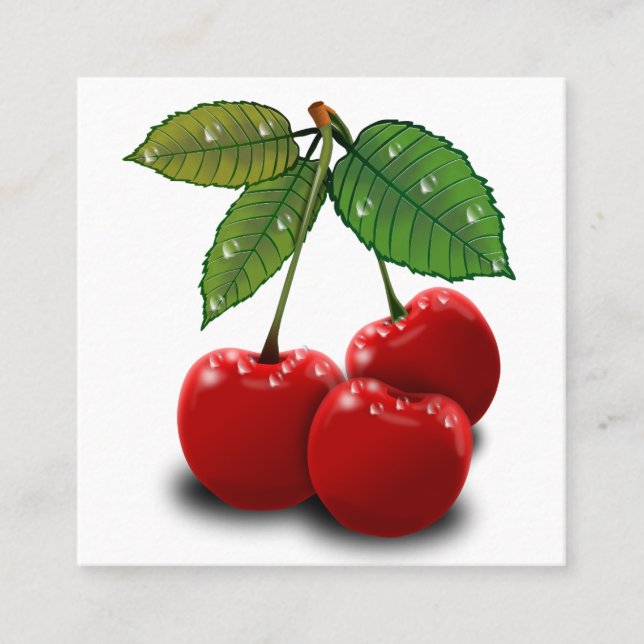 Cuadrada tarjeta de visita retro cherry square (Anverso)