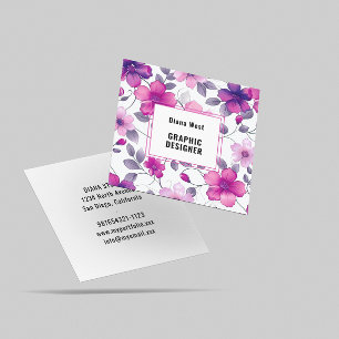 Cuadrada Tarjeta de visita rosa de Fuchsia floral moderna