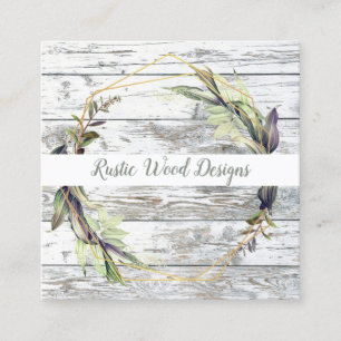 Cuadrada Tarjeta de visita Rustic Wood Greenery Square