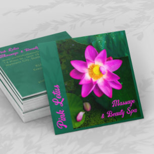 Cuadrada Tarjeta de visita verde del spa de belleza Pink Lo