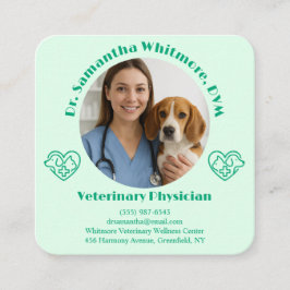 Cuadrada Tarjeta de visita veterinaria personalizada con fo