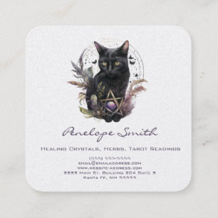 Cuadrada Tarjeta de visita Watercolor Black Cat Square