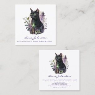 Cuadrada Tarjeta de visita Watercolor Black Kitty Square
