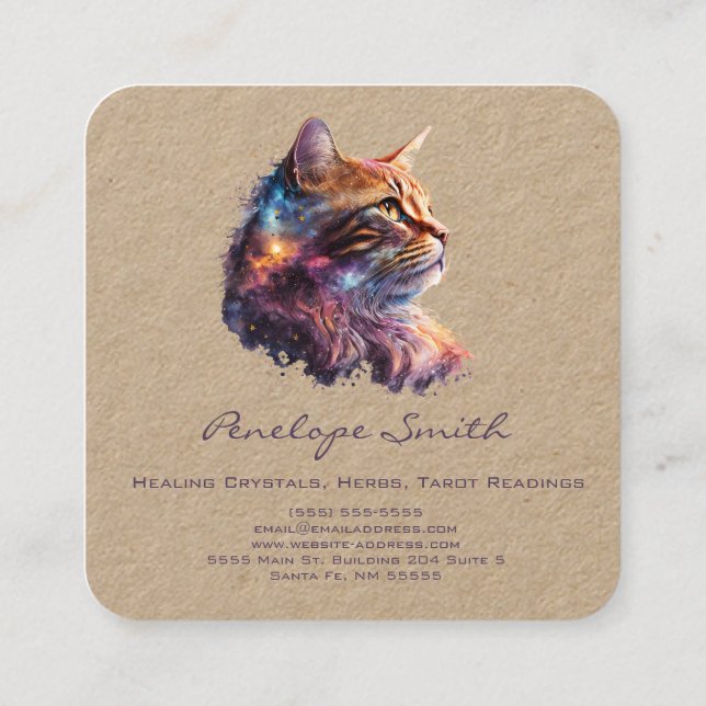 Cuadrada Tarjeta de visita Watercolor Ginger Cat Square (Reverso)