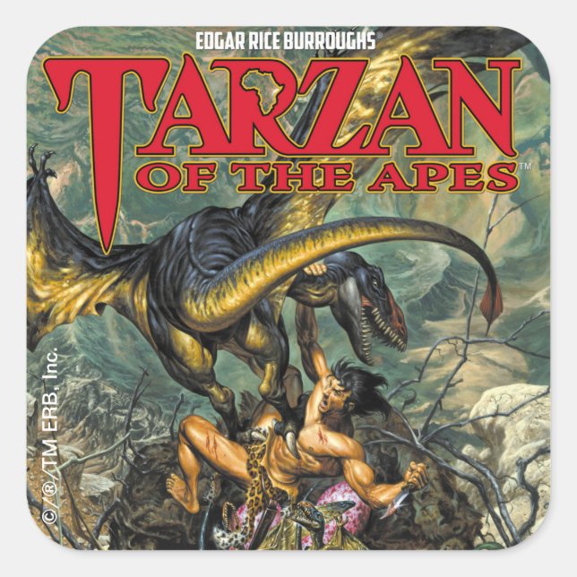 Cuadrada Tarzán del Pegatina Apes™ de 3" (conjunto de 6) (Anverso)