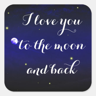 Cuadrada Te Amo A La Luna Y Al Pegatina De La Luciérnaga