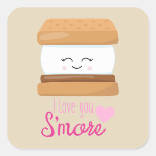 Cuadrada Te amo Smore word art un pegatina