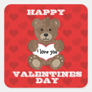 Cuadrada Te Amo Teddy Bear Pegatina