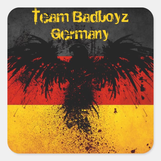 Cuadrada Team Badboyz Alemania Grunge Pegatina (Anverso)