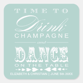 Cuadrada Teatro de Champagne Bill Wedding Favor Pegatina