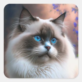 Cuadrada Teddy el Pegatina Gato Ragdoll