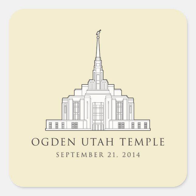 Cuadrada Templo de Ogden Utah. Pegatina primario (Anverso)