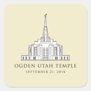 Cuadrada Templo de Ogden Utah. Pegatina primario