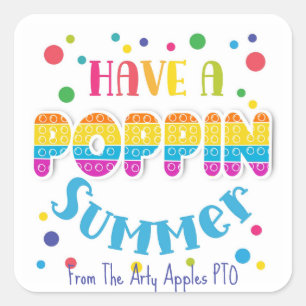 Cuadrada tener un pegatina de verano de poppin