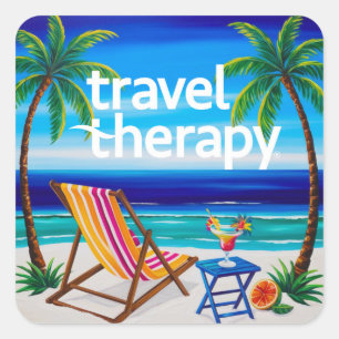 Cuadrada Terapia de viaje Pegatina de vacaciones Escape