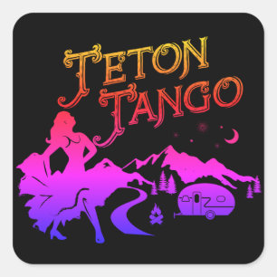 Cuadrada Teton Tango Pegatina rosa&blac