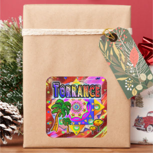 Cuadrada Torrance Pegatina de amigos tropicales