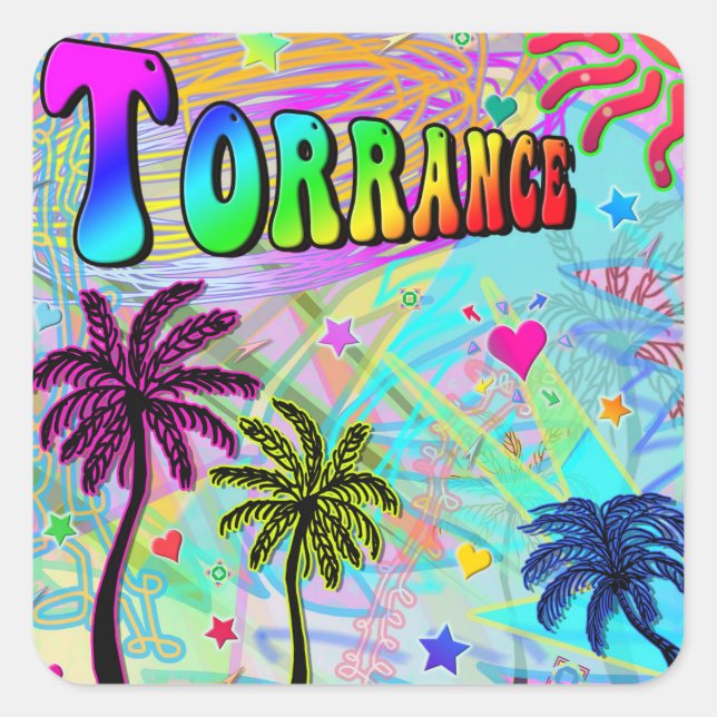 Cuadrada Torrance Vivid Romance Pegatina (Anverso)