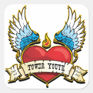 Cuadrada Tower Youth Heart Pegatina al cuadrado