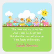 Tren de animales de circo lindo en pegatina de eti