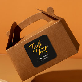 Cuadrada Trick o Treat Halloween Favor Trate Pegatina