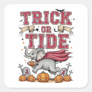 Cuadrada Trick or Tide Alabama Halloween Pegatina – Vintage