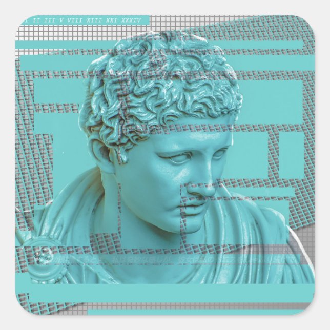 Cuadrada Triste hombre Pegatina (Anverso)