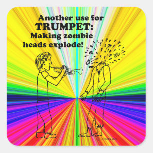 Cuadrada Trumpet Zombie Explode Square Pegatina