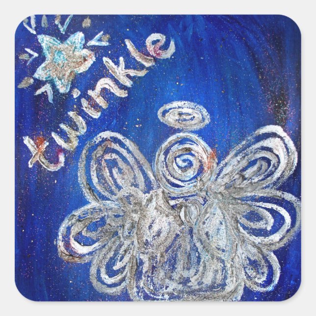 Cuadrada Twinkle Angel Pegatina (Anverso)