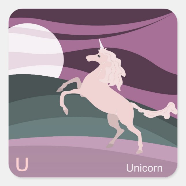 Cuadrada U para el Pegatina unicornio (Anverso)