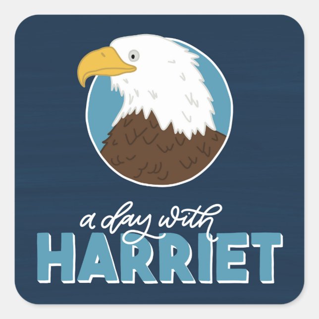 Cuadrada Un día con la hoja del pegatina de Harriet (Anverso)