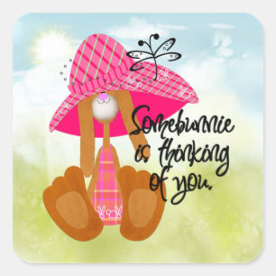 Cuadrada Un Pegatina conejito