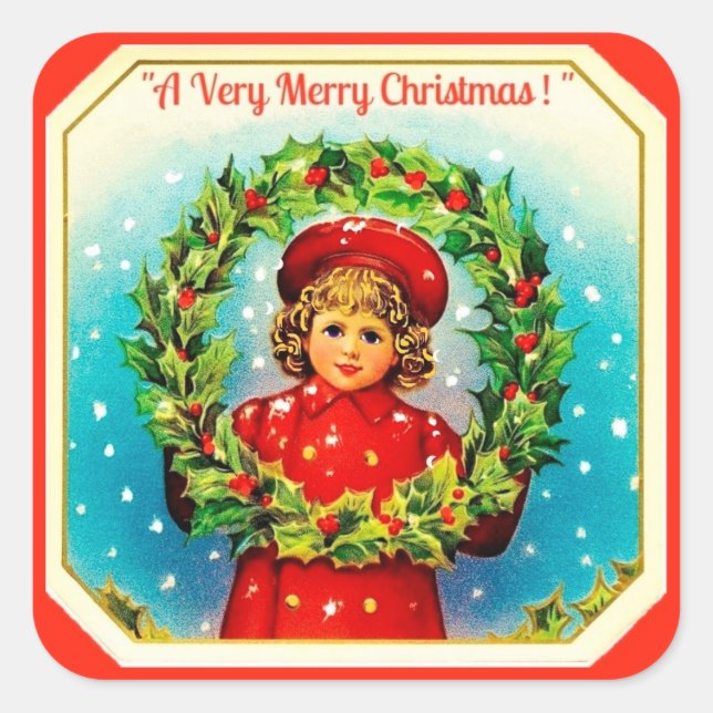 Cuadrada Un Pegatina navideño muy feliz (Anverso)