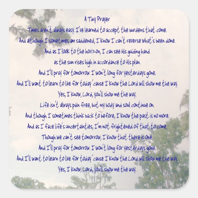 Cuadrada Un pequeño Pegatina de oración (Anverso)