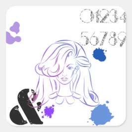 Cuadrada Un toque de color Pegatina de salpicaduras de colo