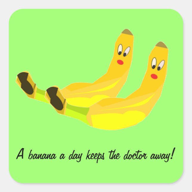 Cuadrada Una banana por día pegatina (Anverso)